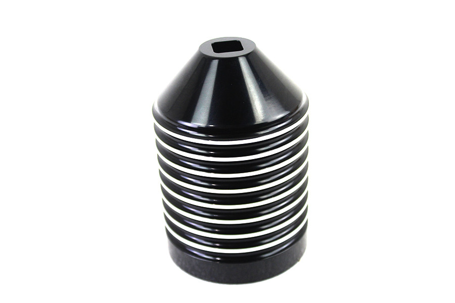 V-Twin #120244 - Finned Black Anodized Oil Filter Kit with Raw Accents
