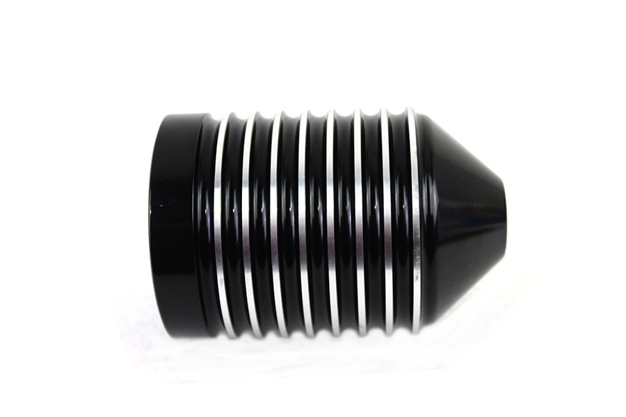 V-Twin #120244 - Finned Black Anodized Oil Filter Kit with Raw Accents