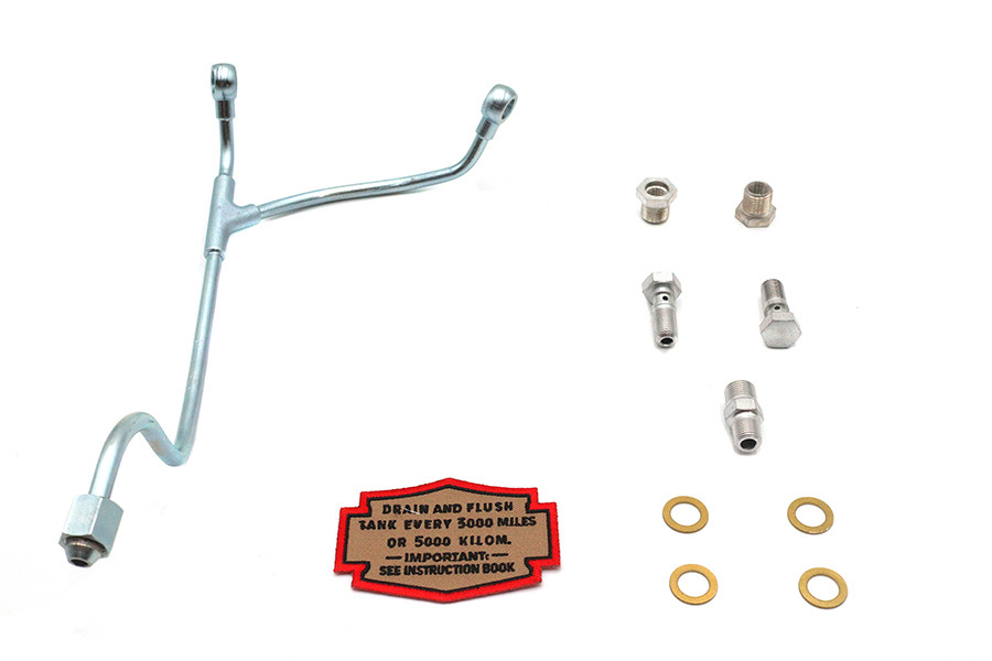 V-Twin - Knucklehead Banjo Oil Line Kit Zicad Plated