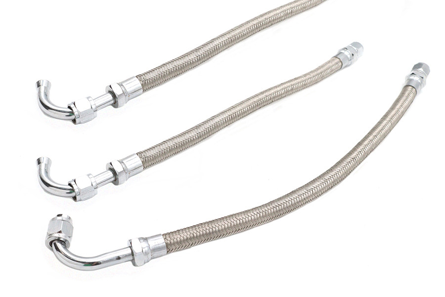 V-Twin #73082 - Big Twin Oil Line Set 3 Piece Stainless Steel