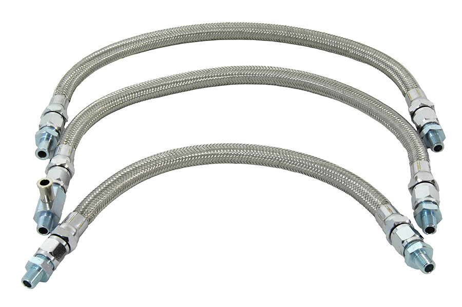V-Twin #03-0031 - Stainless Steel Oil Line Set 3 Piece
