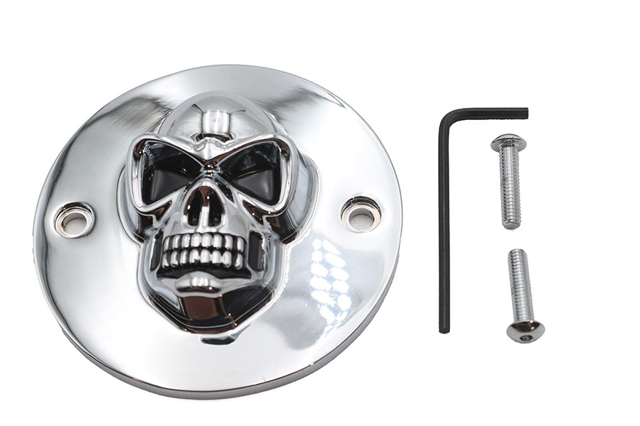 V-Twin #30-0185 - Skull Face Ignition System Cover Chrome