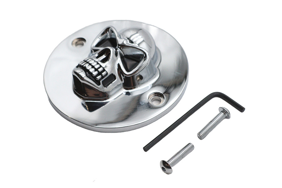 V-Twin #30-0185 - Skull Face Ignition System Cover Chrome
