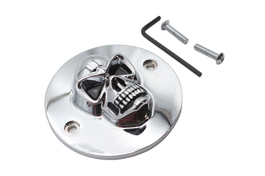 V-Twin #30-0185 - Skull Face Ignition System Cover Chrome