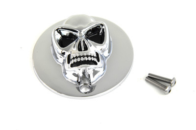 V-Twin #30-0186 - Skull Design Ignition System Cover Chrome
