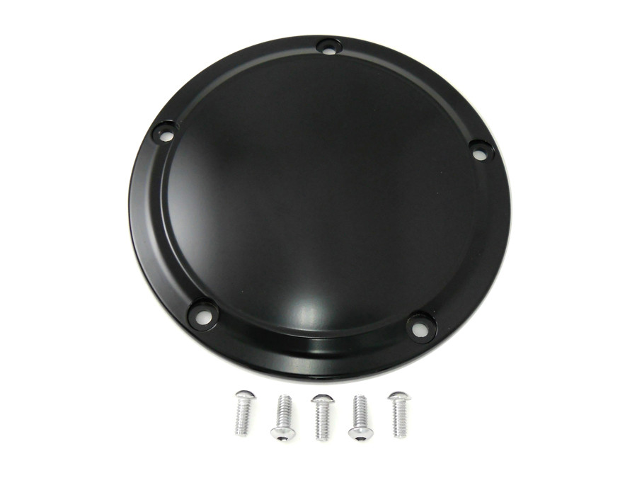 V-Twin #77615 - Matte Black 5-Hole Smooth Derby Cover
