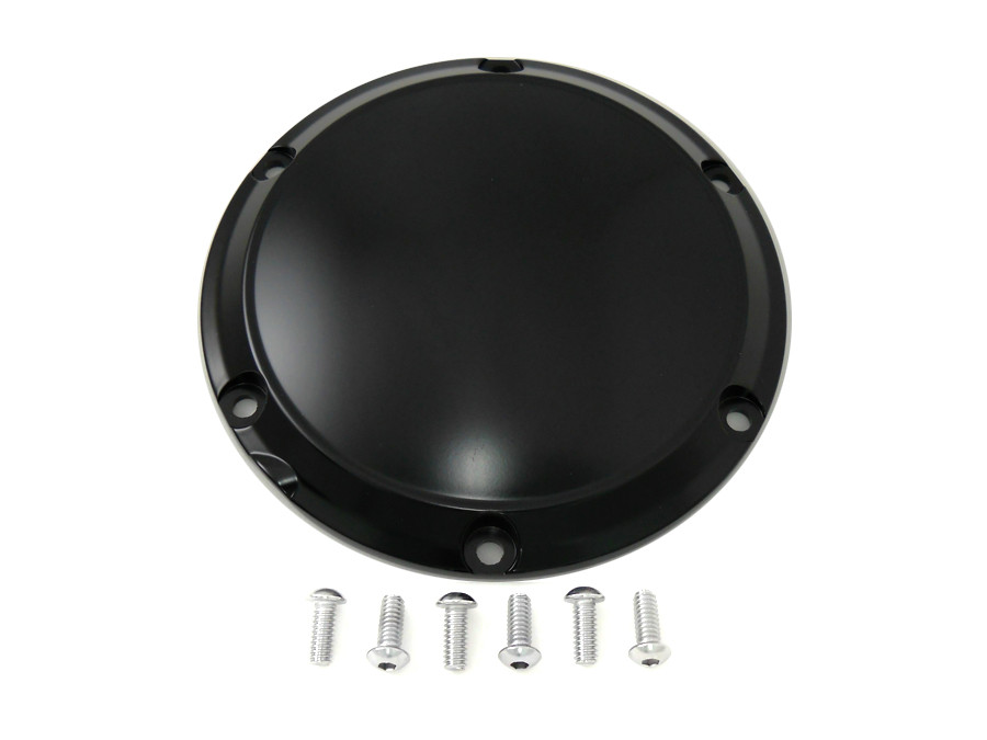 V-Twin #77617 - Black 6-Hole Smooth Derby Cover