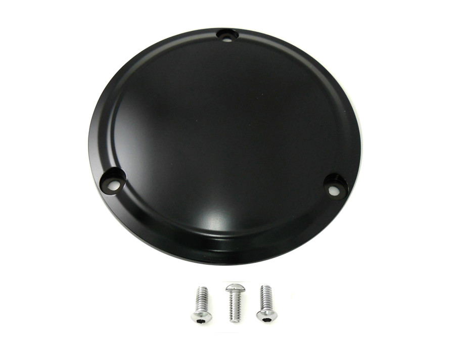 V-Twin #77619 - Matte Black 3-Hole Smooth Derby Cover