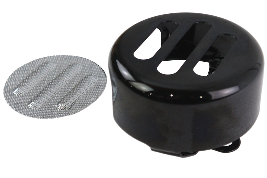 V-Twin #77130B - 3 Slot Round Horn Cover Black