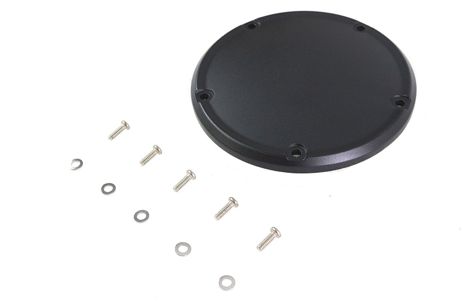 V-Twin #302913 - Wrinkle Black 5 Hole Domed Derby Cover