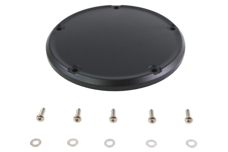 V-Twin #302913 - Wrinkle Black 5 Hole Domed Derby Cover