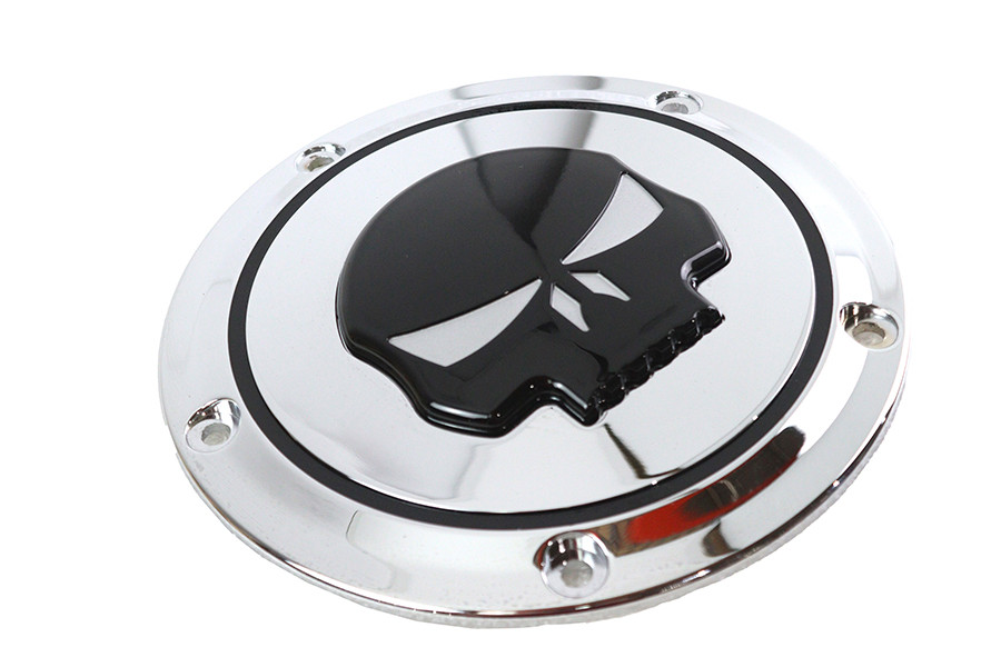 V-Twin #78285 - Chrome 5 Hole Skull Derby Cover