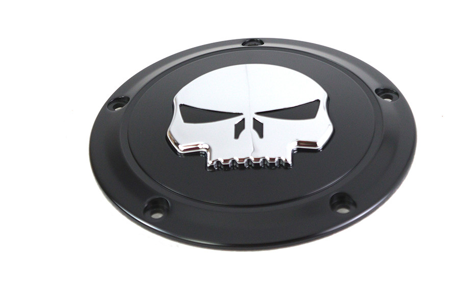 V-Twin #78285B - Black 5 Hole Skull Derby Cover