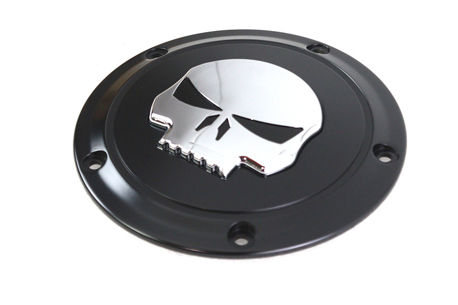 V-Twin #78285B - Black 5 Hole Skull Derby Cover