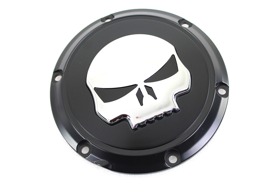 V-Twin #78286B - Black 6 Hole Skull Derby Cover