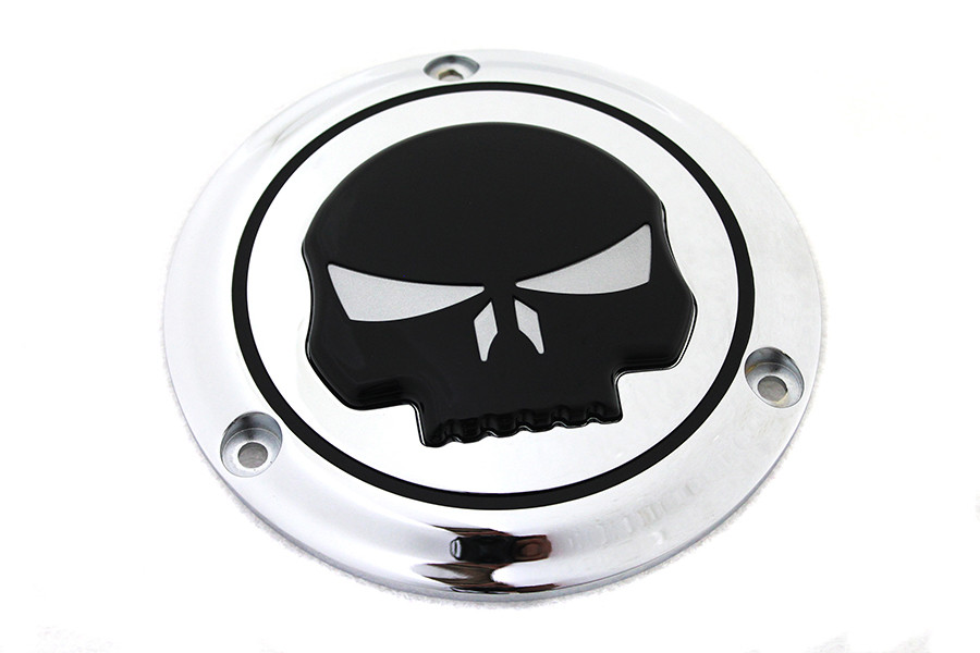 V-Twin #78287 - Chrome 3 Hole Skull Derby Cover