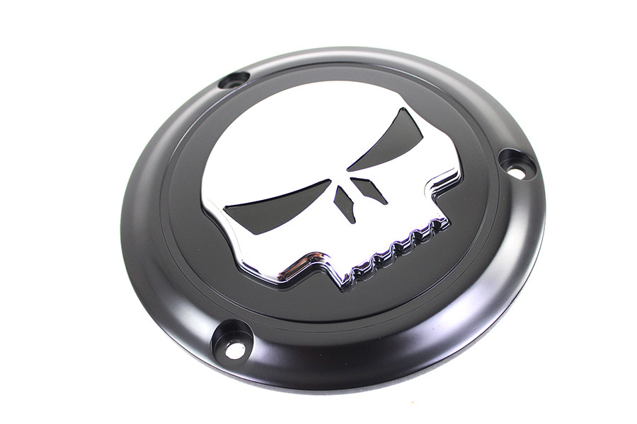 V-Twin #78287B - Black 3 Hole Skull Derby Cover