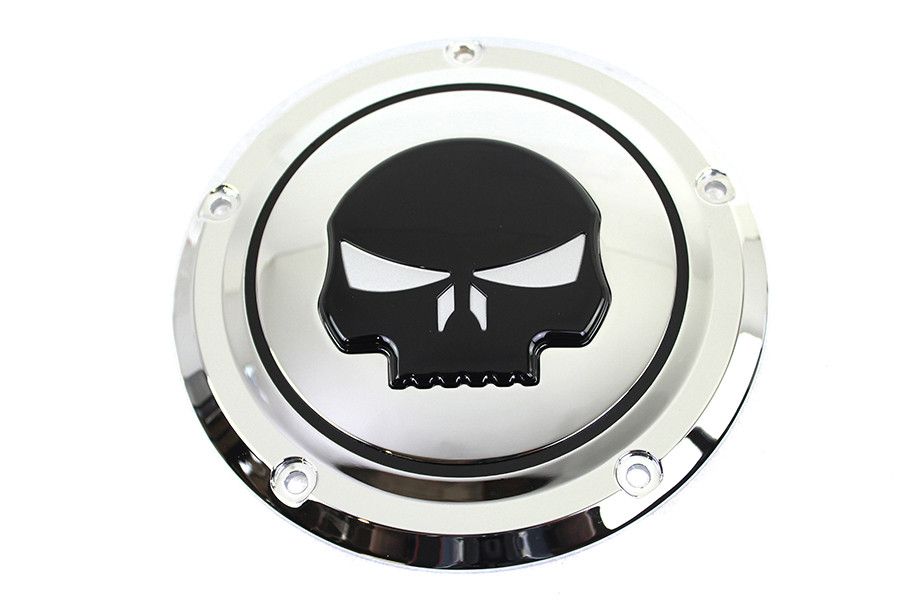 V-Twin #78288 - Chrome 5 Hole Skull Derby Cover