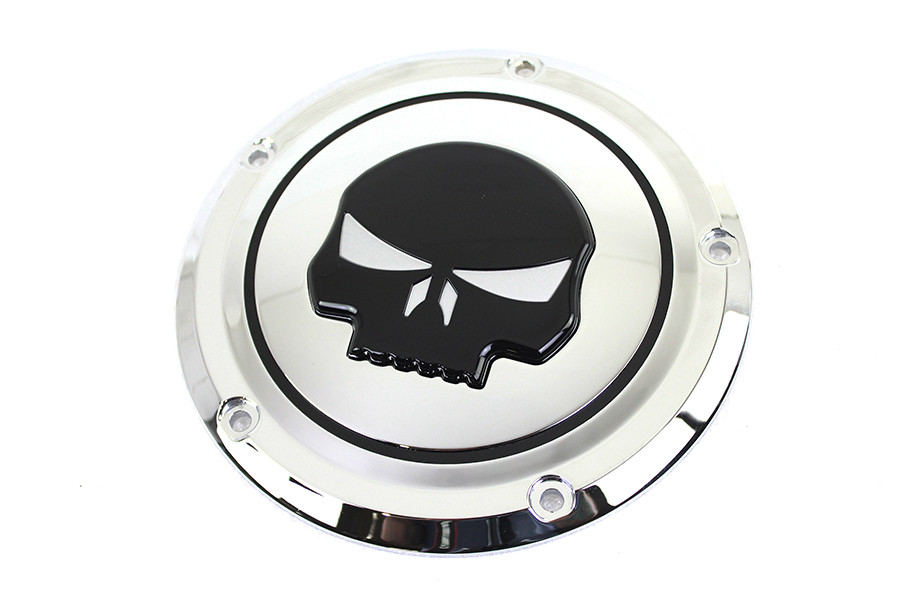 V-Twin #78288 - Chrome 5 Hole Skull Derby Cover
