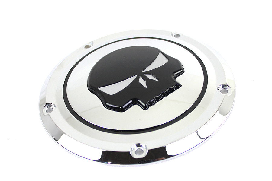 V-Twin #78288 - Chrome 5 Hole Skull Derby Cover