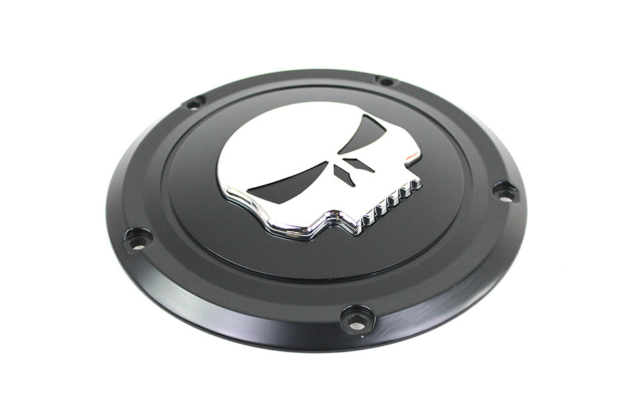 V-Twin #78288B - Black 5 Hole Skull Derby Cover