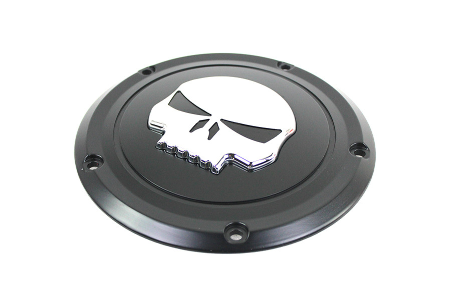 V-Twin #78288B - Black 5 Hole Skull Derby Cover
