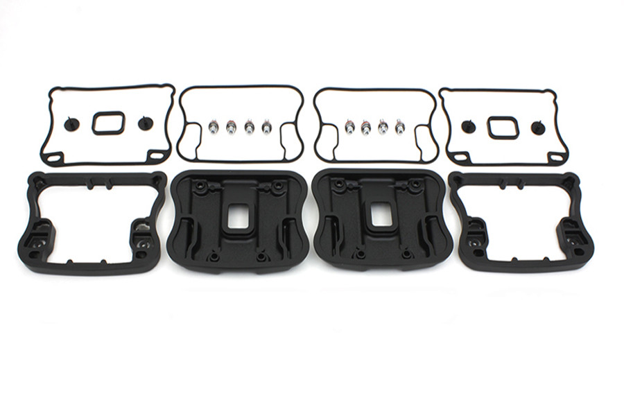 V-Twin #33-0090MBTD - Top Rocker Box Cover and D-Ring Kit Black