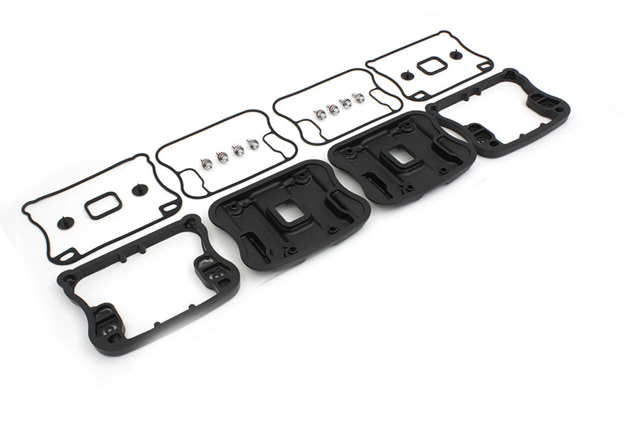 V-Twin #33-0090MBTD - Top Rocker Box Cover and D-Ring Kit Black