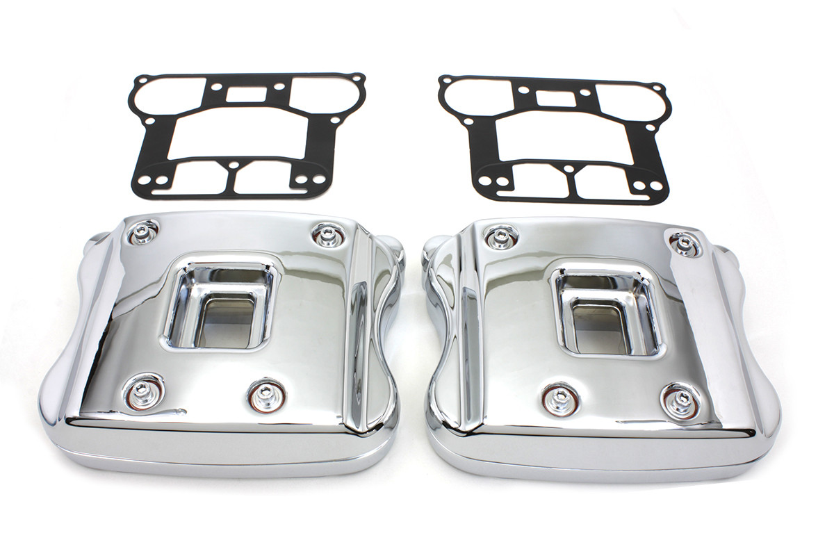 V-Twin #63403A - Rocker Box Cover Kit Chrome