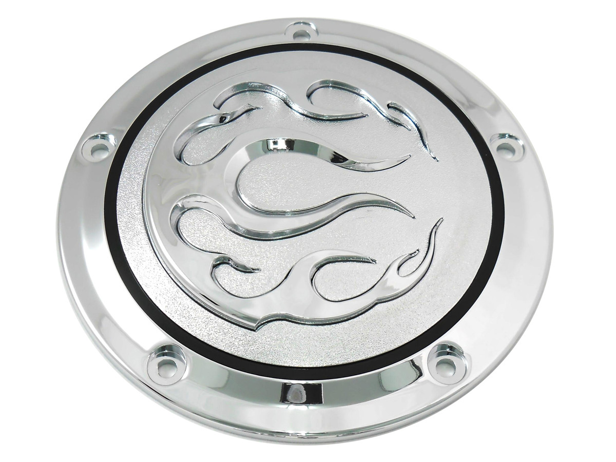 V-Twin #77571 - Chrome 5-Hole Flame Derby Cover