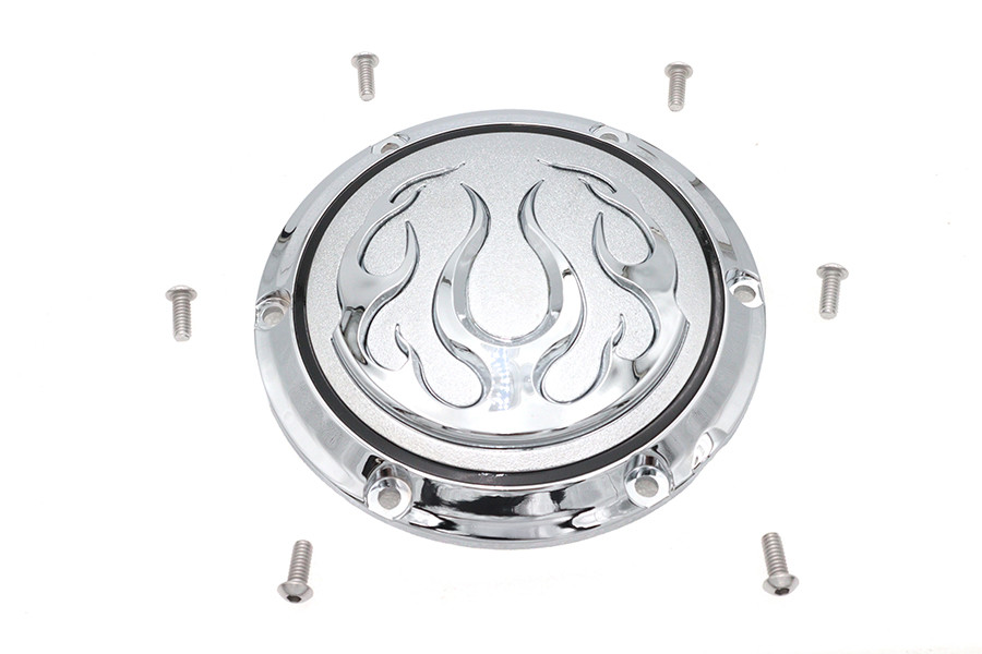 V-Twin #77572 - Chrome 6-Hole Flame Derby Cover