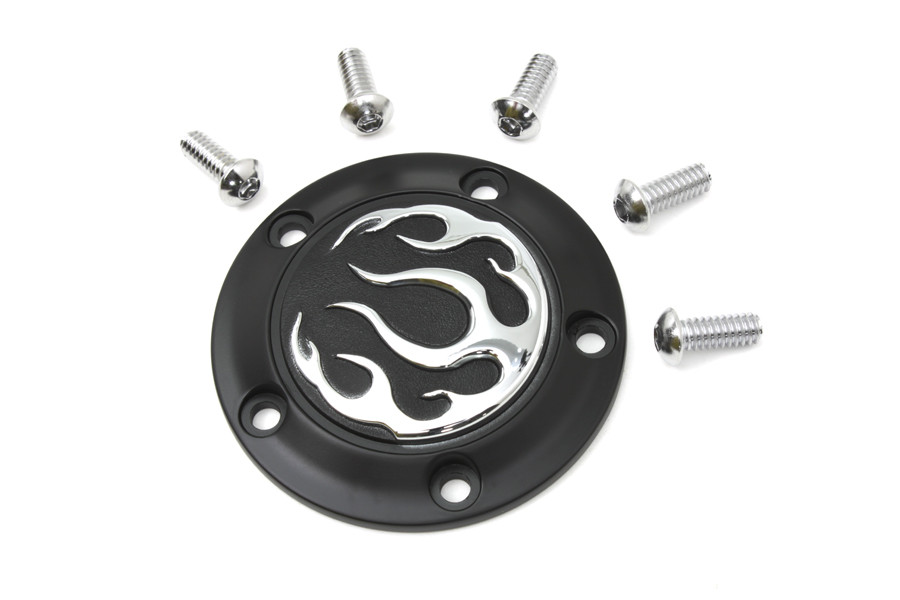 V-Twin #77574B - Black 5-Hole Flame Point Cover