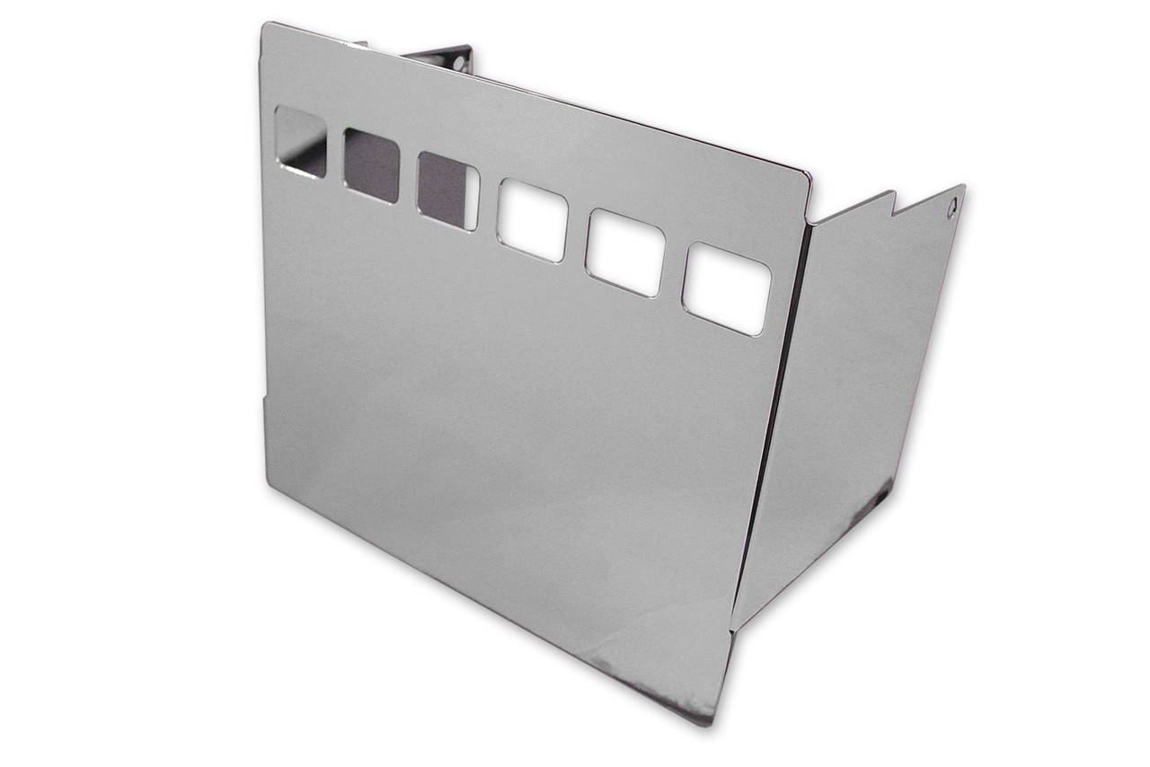 V-Twin #19012 - Chrome Battery Side Cover with Square View Holes