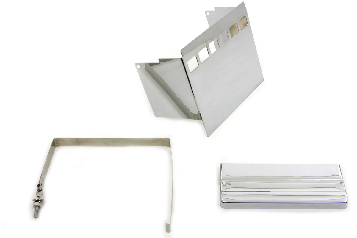 V-Twin #75973B - Chrome Square Battery Cover Kit
