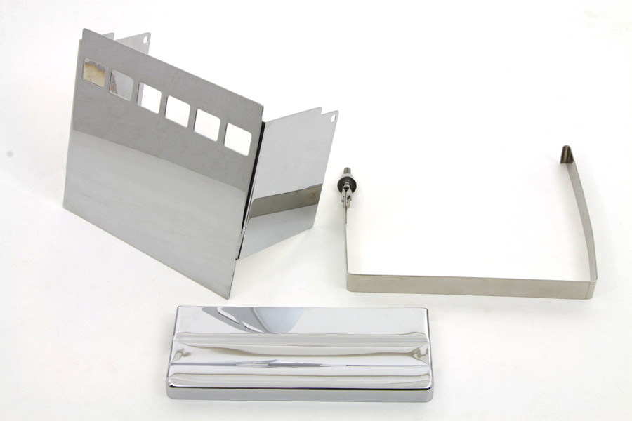V-Twin #75973B - Chrome Square Battery Cover Kit