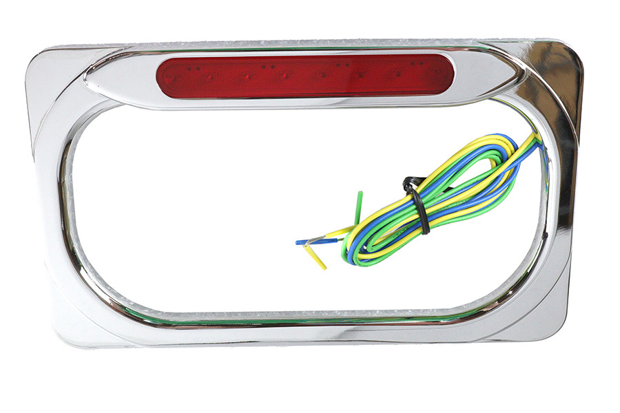 V-Twin #28-6071 - License Plate Frame Chrome Billet with LED Top Lamp