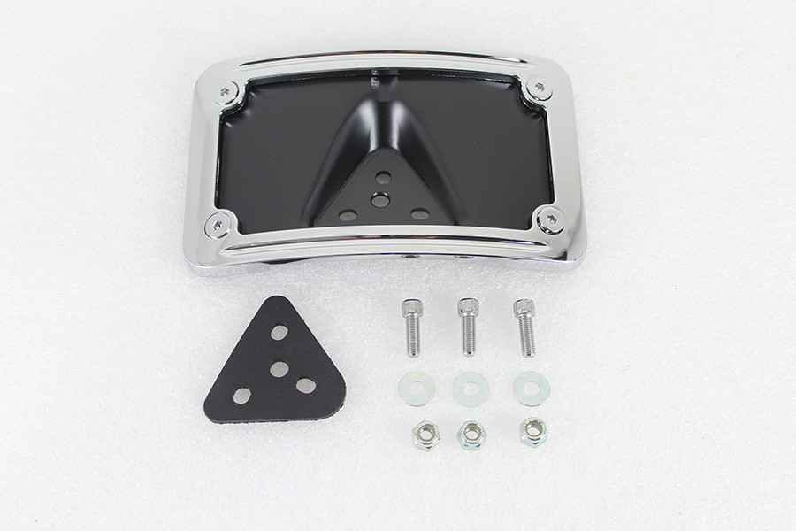 V-Twin #76596 - License Plate Bracket Curved Laydown Style Chrome Billet