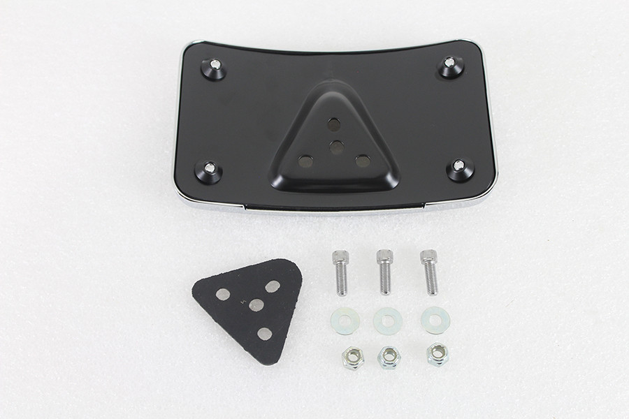 V-Twin #76596 - License Plate Bracket Curved Laydown Style Chrome Billet