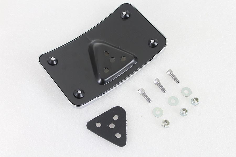 V-Twin #76596 - License Plate Bracket Curved Laydown Style Chrome Billet