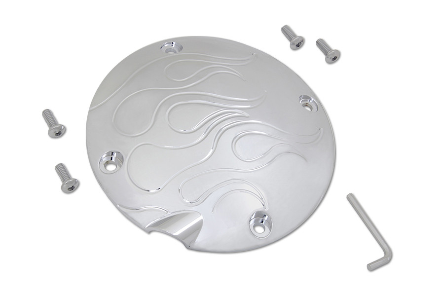V-Twin #33-0016KF - Flame Clutch Inspection Cover Chrome