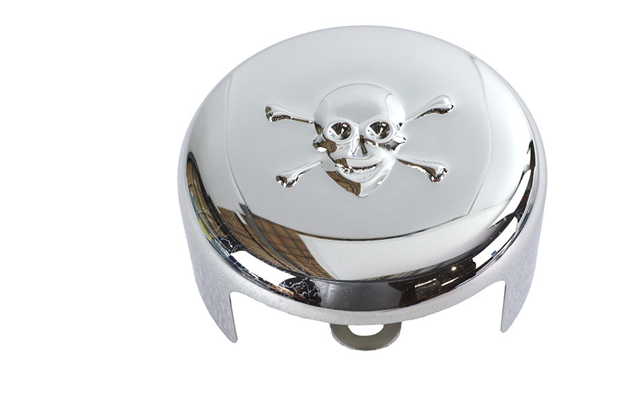 V-Twin #76636S - Skull Round Horn Cover Chrome