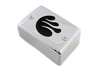 V-Twin - Chrome Ignition Module Cover with Black Flame