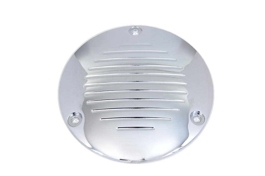 V-Twin #77693 - Chrome Grooved 3-Hole Derby Cover