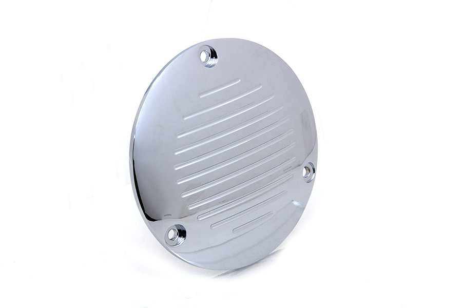 V-Twin #77693 - Chrome Grooved 3-Hole Derby Cover