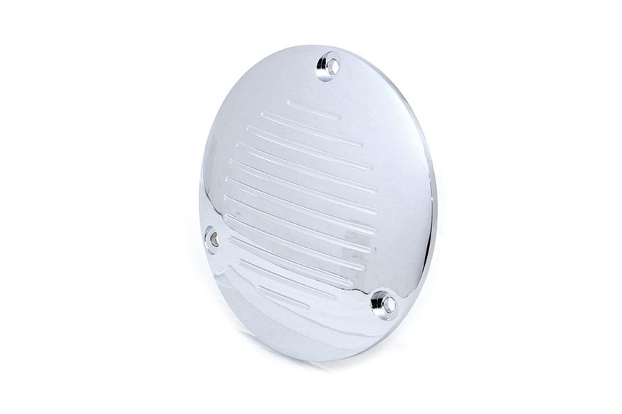 V-Twin #77693 - Chrome Grooved 3-Hole Derby Cover