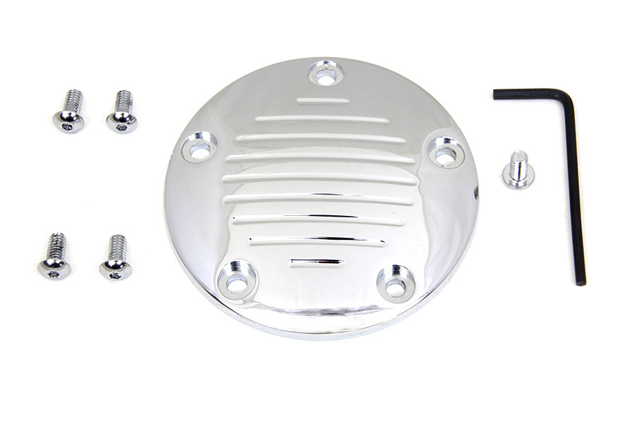 V-Twin #77831 - Grooved Ignition System Cover 5-Hole Chrome