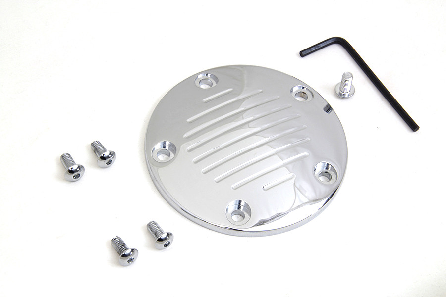 V-Twin #77831 - Grooved Ignition System Cover 5-Hole Chrome