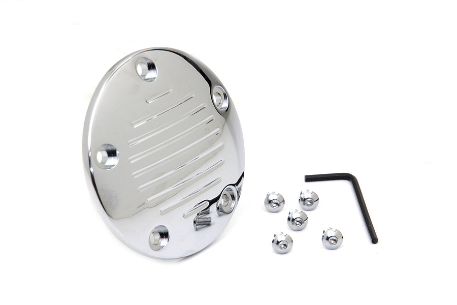 V-Twin #77831 - Grooved Ignition System Cover 5-Hole Chrome