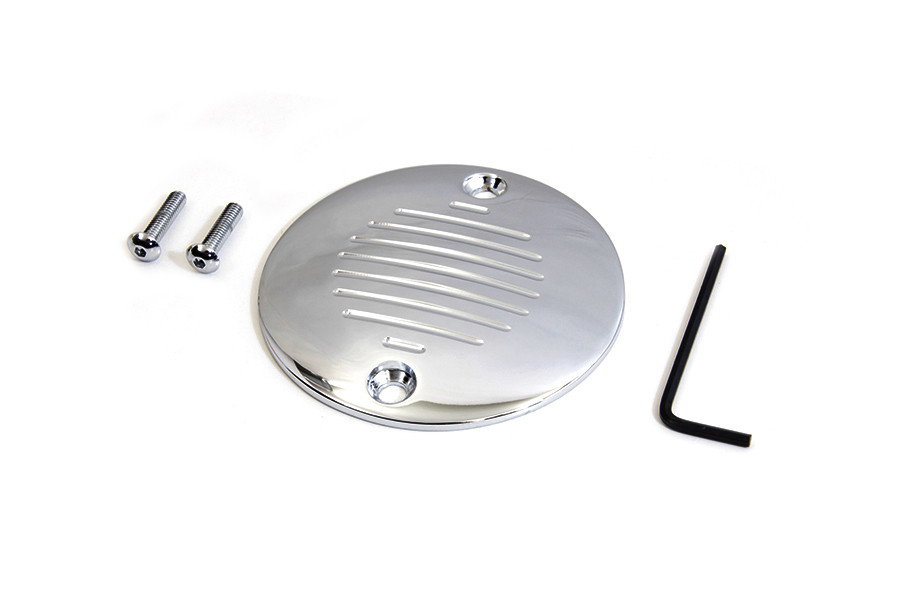 V-Twin #77832 - Grooved Ignition System Cover 2-Hole Chrome