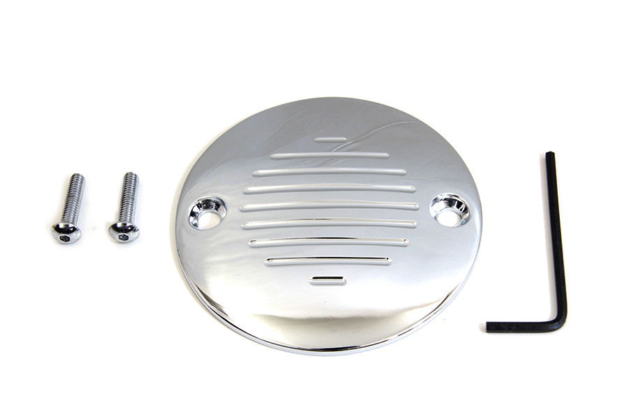 V-Twin #77833 - Grooved Ignition System Cover 2-Hole Chrome